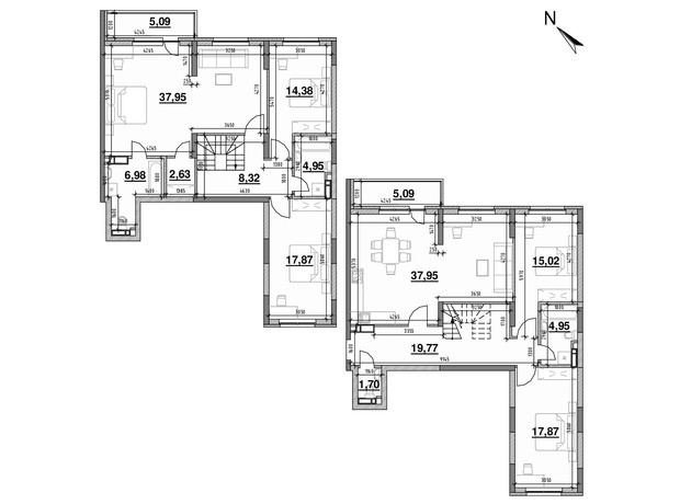 ЖК Ok'Land: планировка 5-комнатной квартиры 200.52 м²