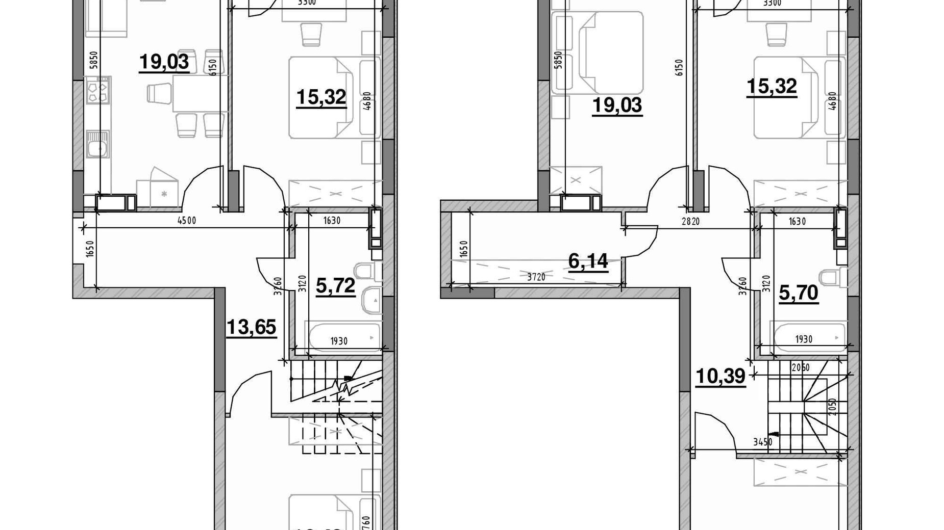 Планування багато­рівневої квартири в ЖК Ok'Land 147.4 м², фото 563386