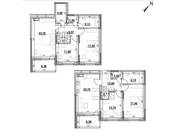 ЖК Ok'Land: планировка 5-комнатной квартиры 153.38 м²