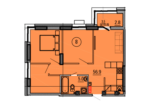 ЖК Космос: планування 3-кімнатної квартири 64.4 м²