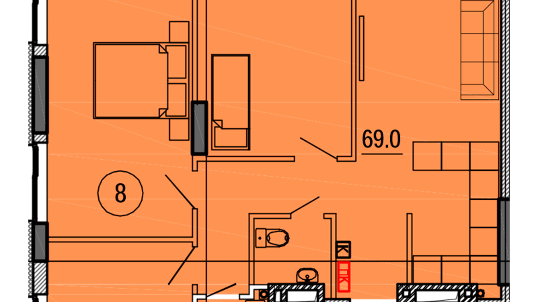 Планировка 3-комнатной квартиры в ЖК Космос 76.3 м², фото 563441