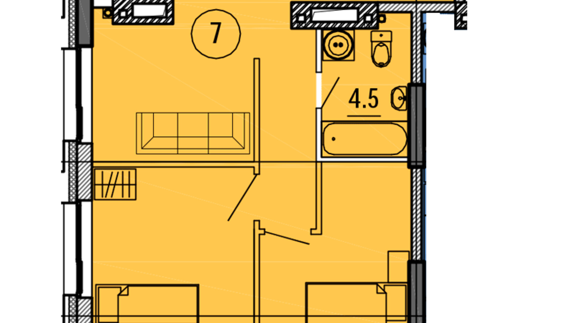 Планировка 2-комнатной квартиры в ЖК Космос 54.6 м², фото 563452