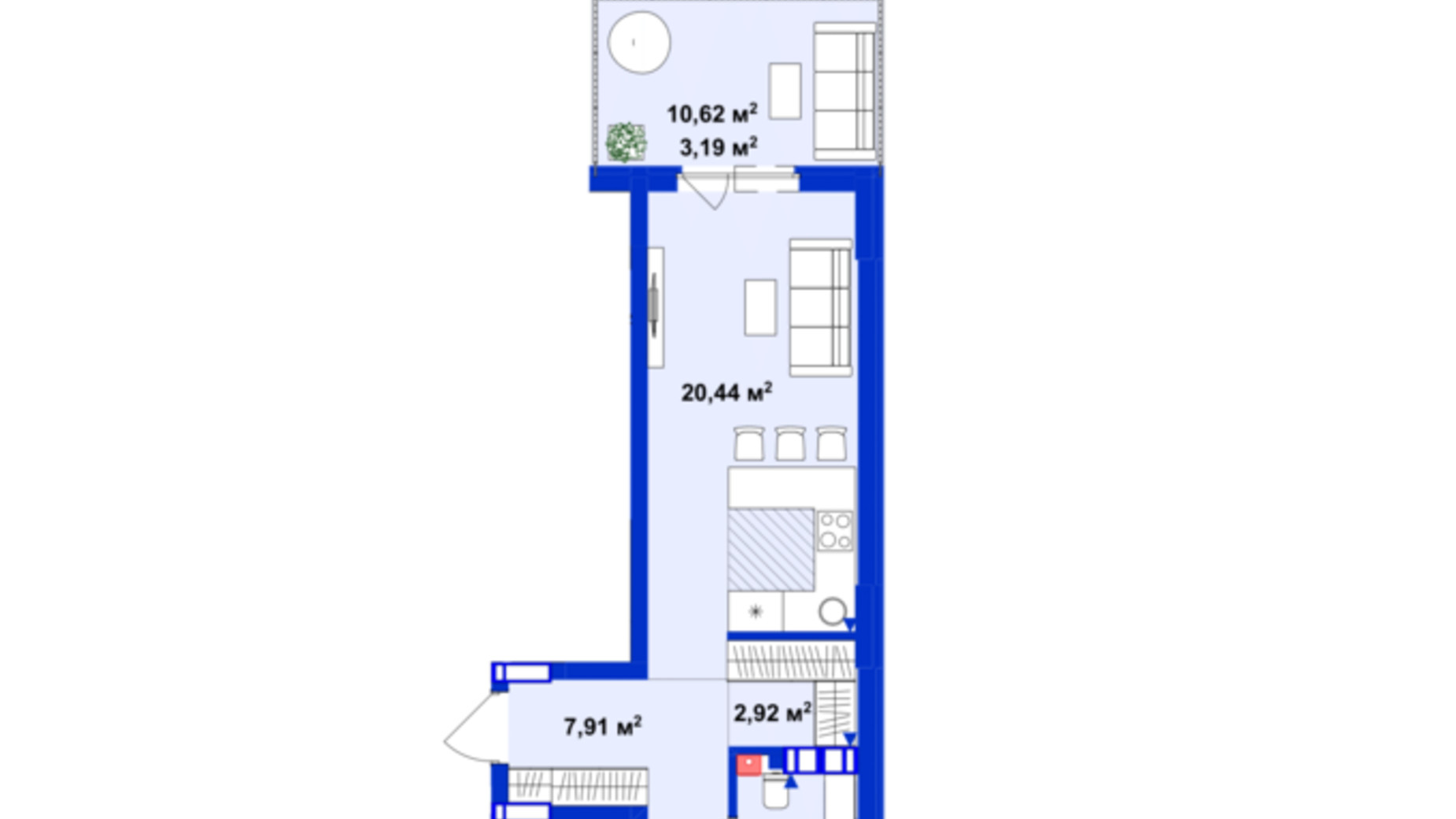 Планировка 1-комнатной квартиры в ЖК Utlandia 2 57.6 м², фото 563618