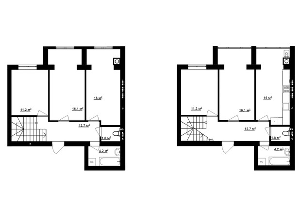 ЖК Новая Конча-Заспа: планировка 5-комнатной квартиры 124 м²