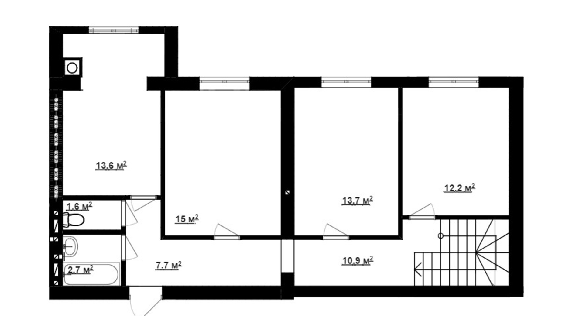 Планировка много­уровневой квартиры в ЖК Новая Конча-Заспа 152 м², фото 563754