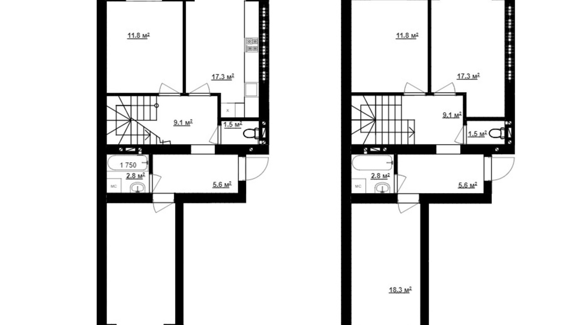 Планировка много­уровневой квартиры в ЖК Новая Конча-Заспа 152 м², фото 563755