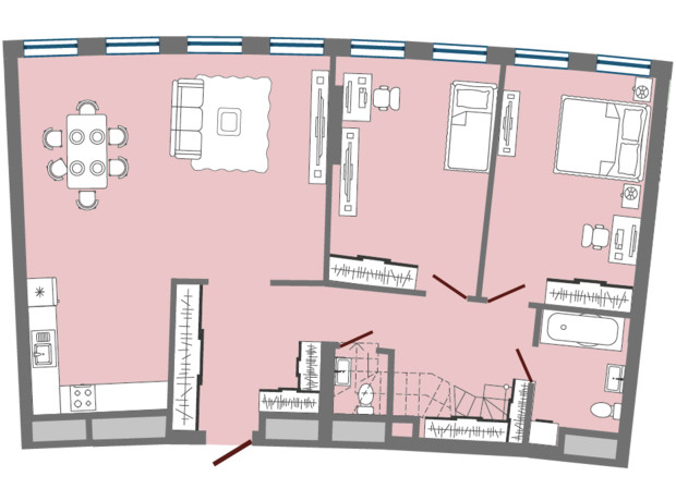 ЖК Greenville Park Lviv: планировка 2-комнатной квартиры 131.3 м²