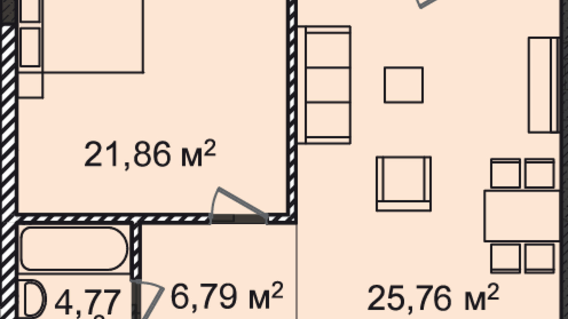 Планування 1-кімнатної квартири в ЖК Montreal House 64.27 м², фото 564123