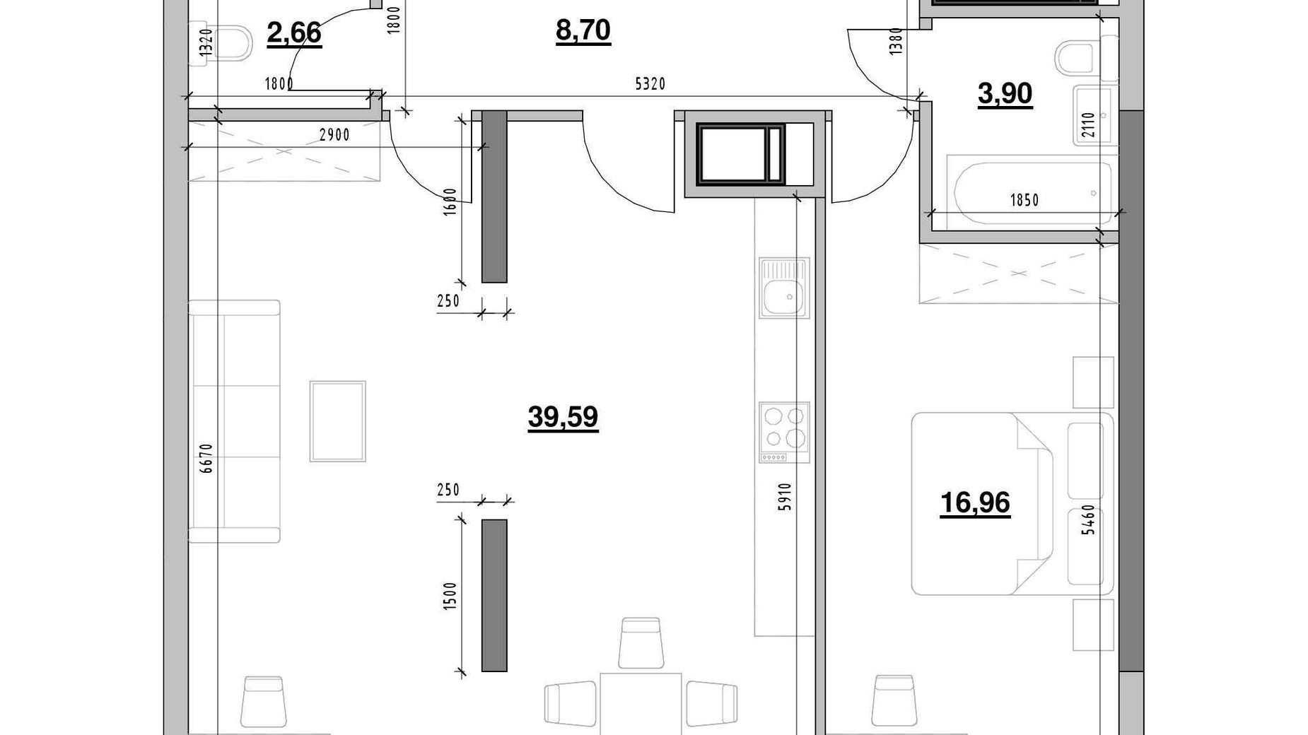 Планування 1-кімнатної квартири в ЖК Nordica Residence 71.81 м², фото 564292
