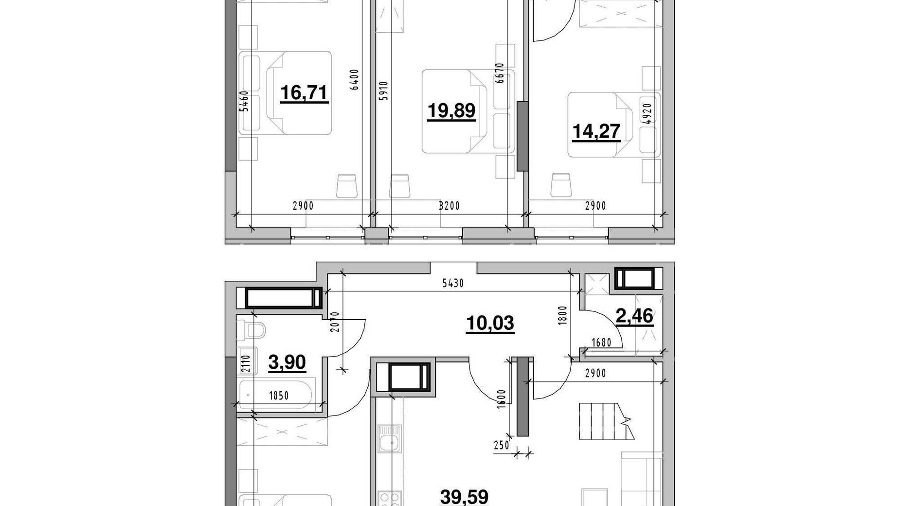 Планування багато­рівневої квартири в ЖК Nordica Residence 141.87 м², фото 564298