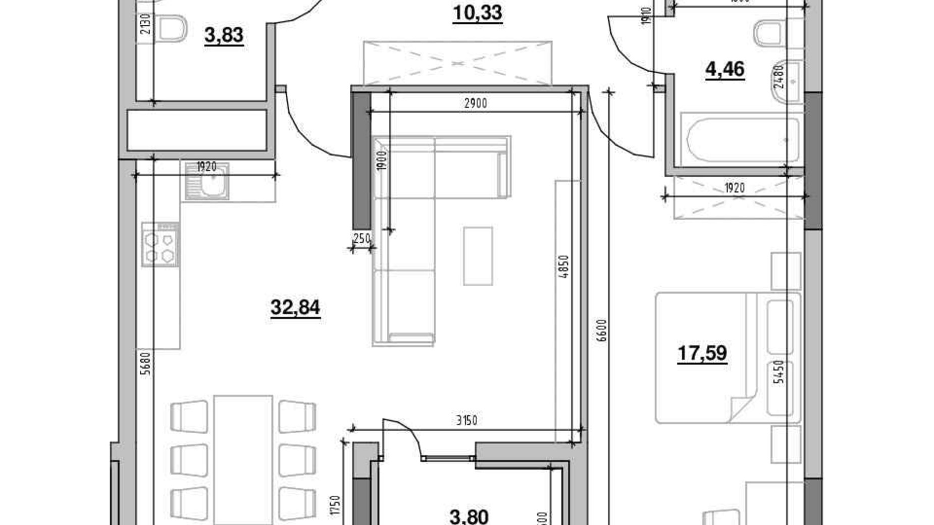 Планировка 1-комнатной квартиры в ЖК Nordica Residence 72.85 м², фото 564308