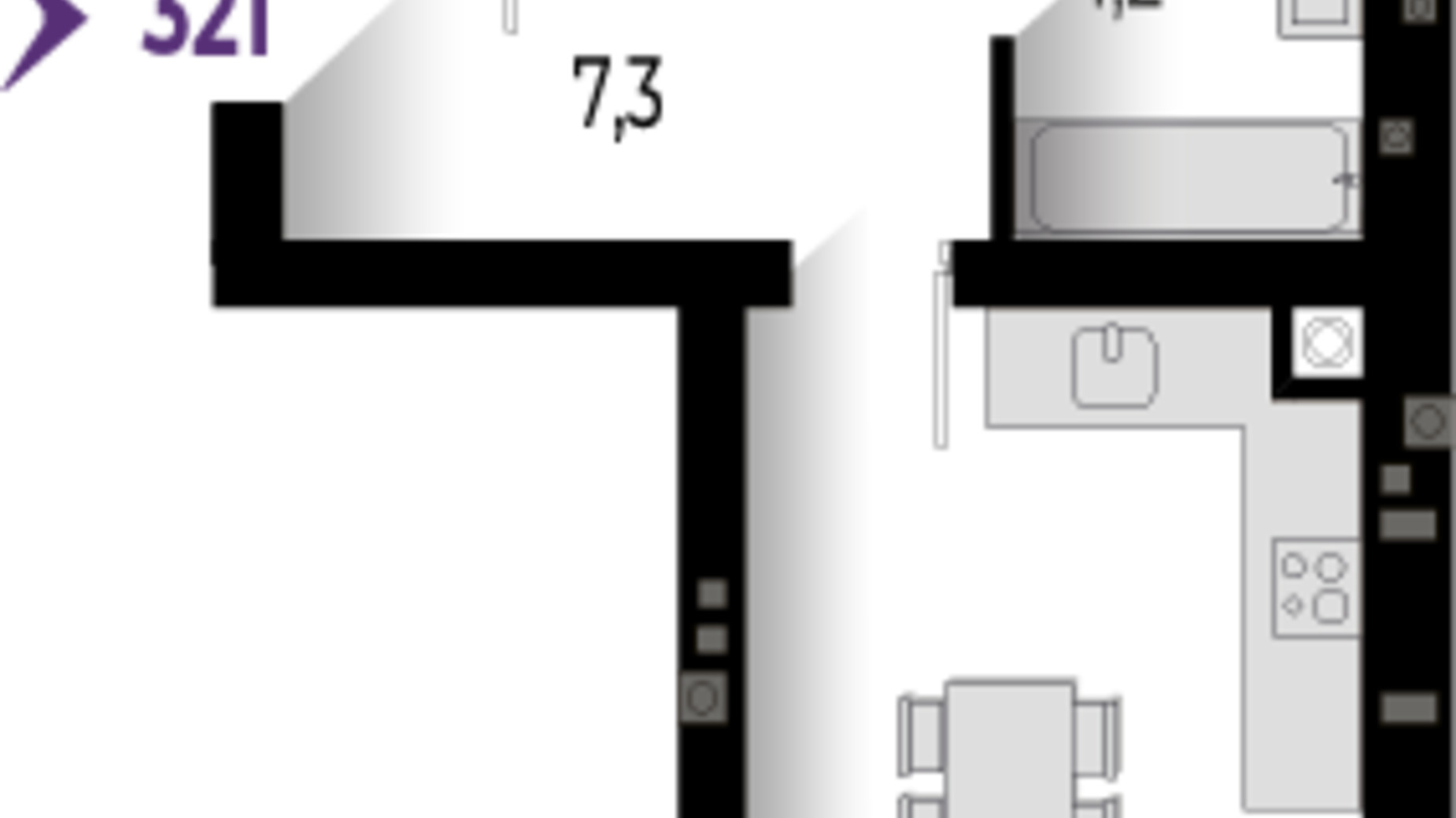 Планировка 2-комнатной квартиры в ЖК Wawel 67 м², фото 564672