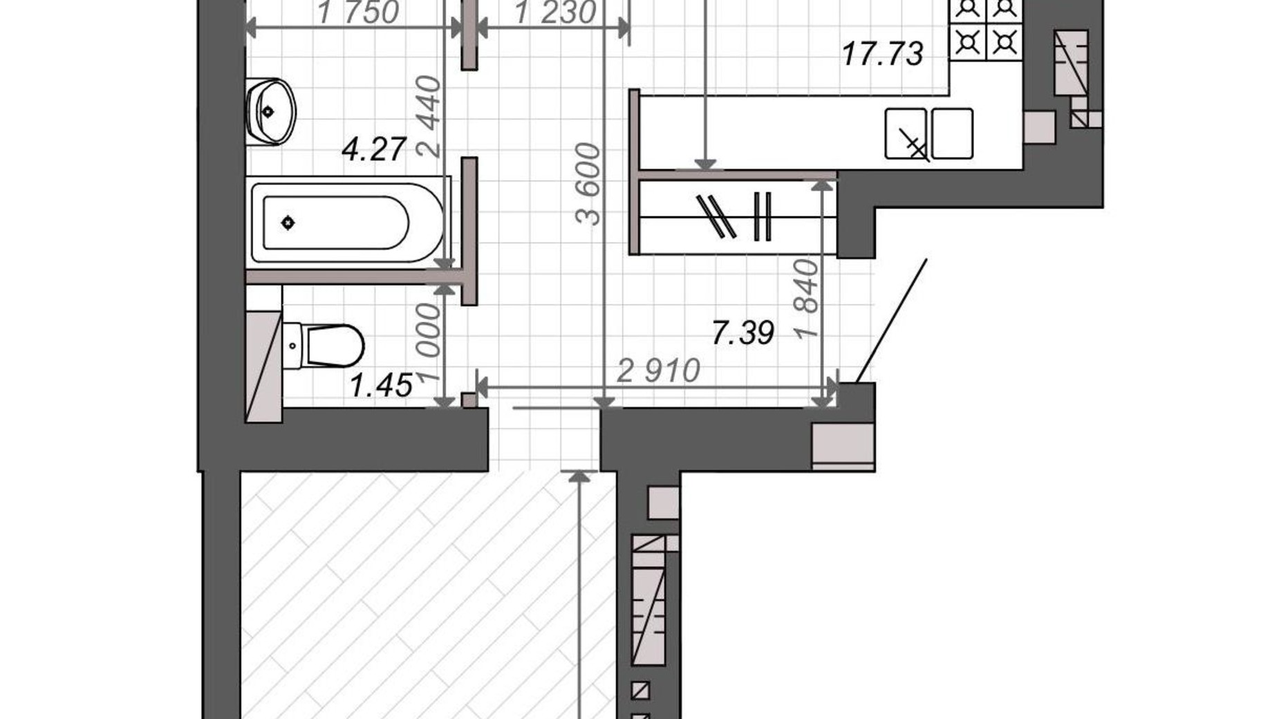Планировка 2-комнатной квартиры в ЖК Новые Метры PARK 62.5 м², фото 564713