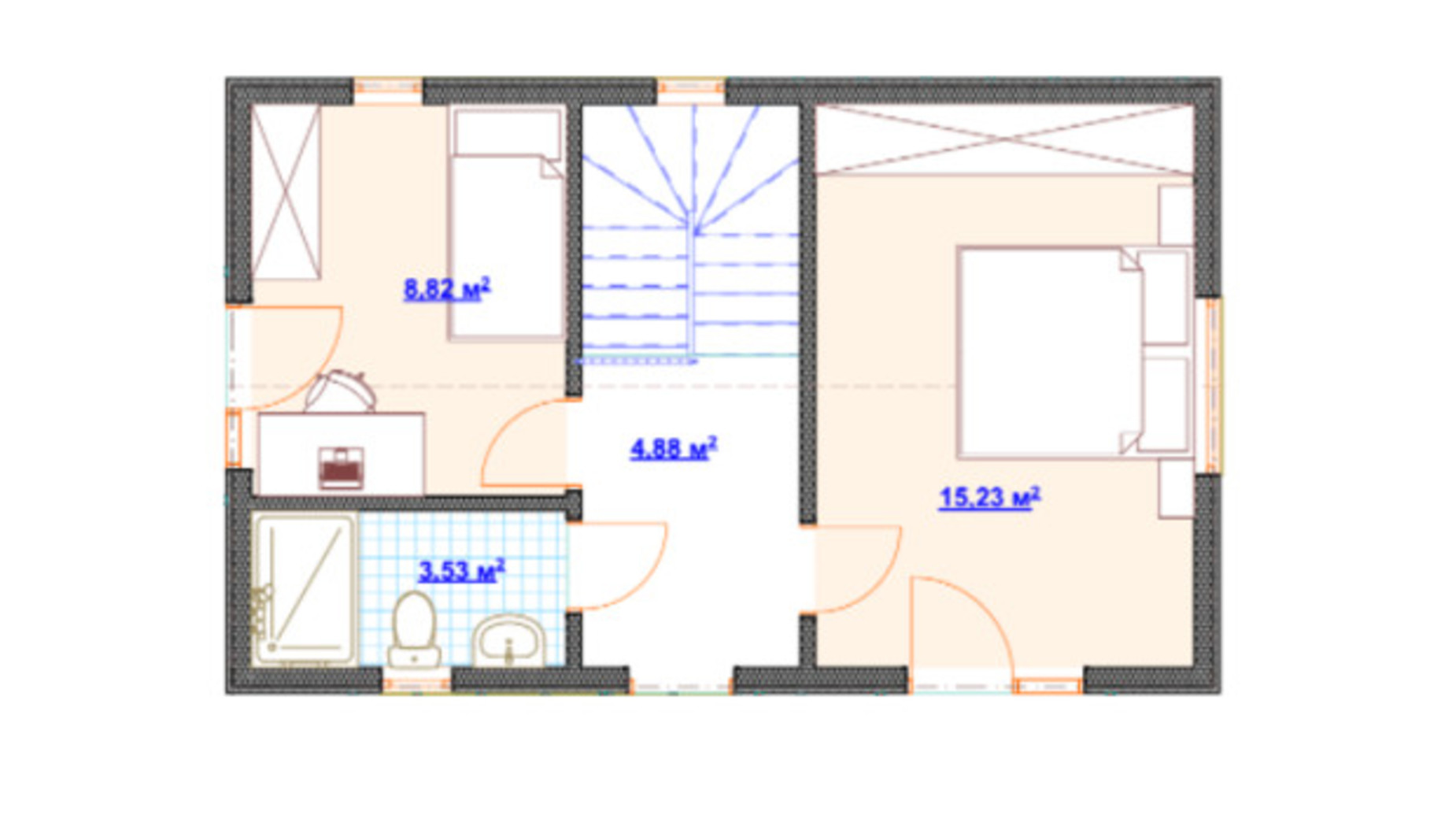 Планировка коттеджа в КГ Hausplusland Колонщина 82 м², фото 564984