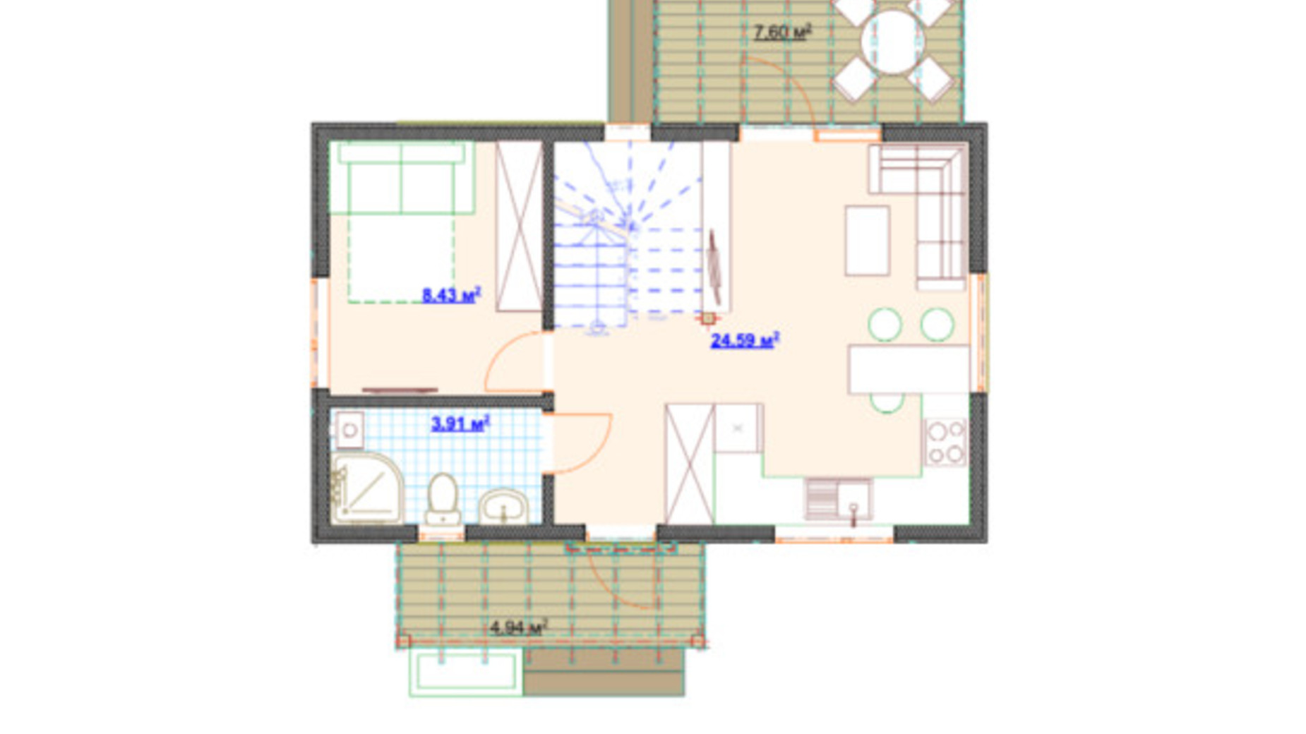 Планування котеджу в КМ Hausplusland Колонщина 82 м², фото 564985