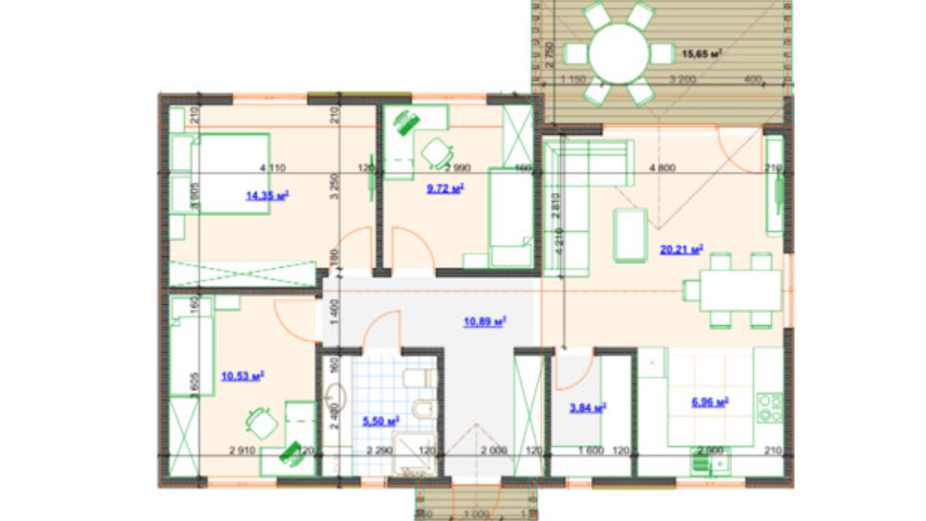 Планировка коттеджа в КГ Hausplusland Колонщина 101 м², фото 564987