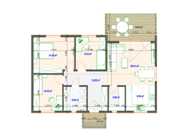 КМ Hausplusland Колонщина: планування 3-кімнатної квартири 101 м²