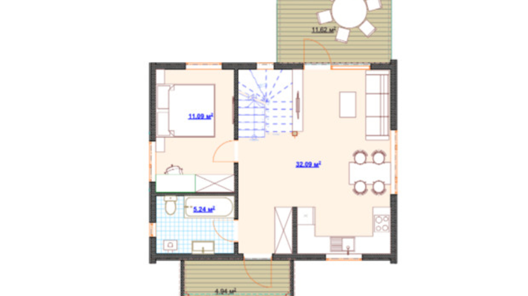 Планування котеджу в КМ Hausplusland Залісся 108.62 м², фото 565116