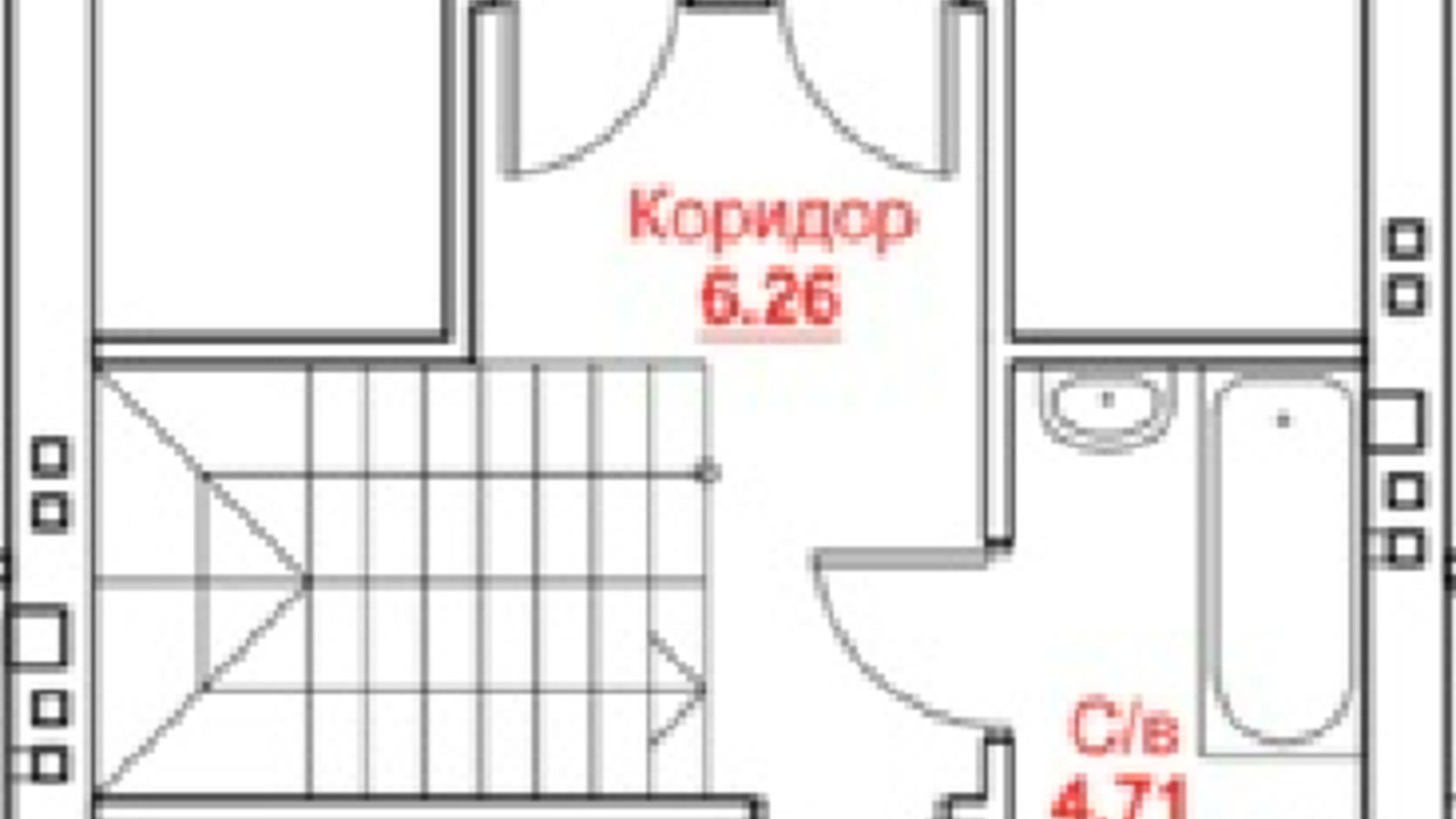 Планування таунхауса в Таунхаус Сосновий Бір 51.32 м², фото 565203
