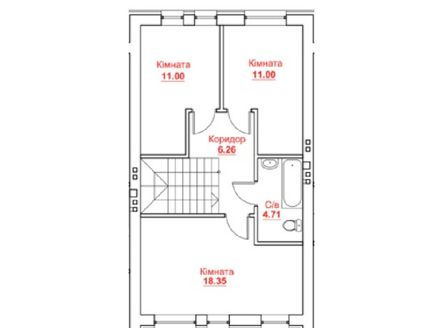 Таунхаус Сосновый Бор: планировка 3-комнатной квартиры 51.32 м²