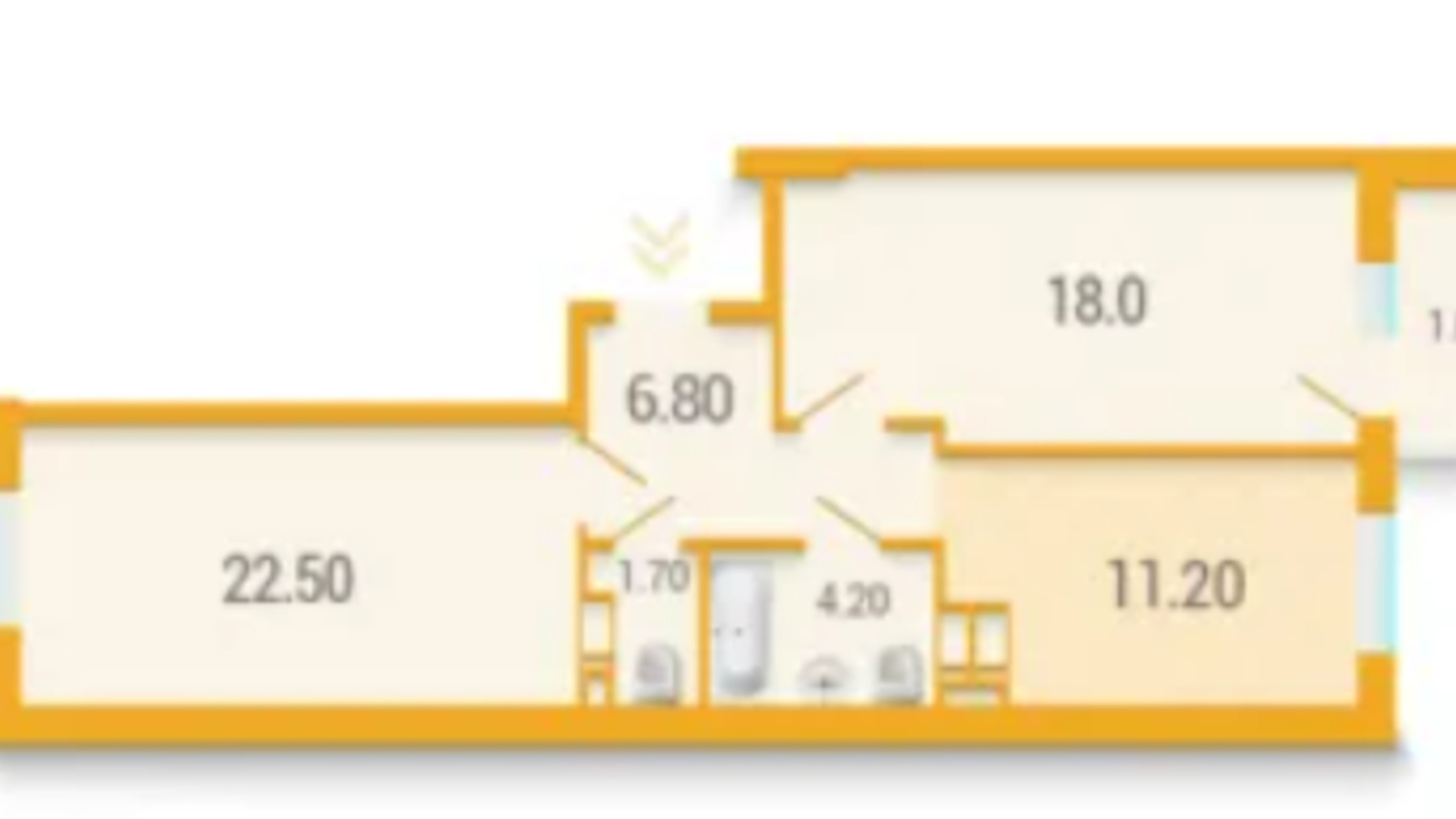 Планировка 2-комнатной квартиры в ЖК Караваевы Дачи 67 м², фото 565208
