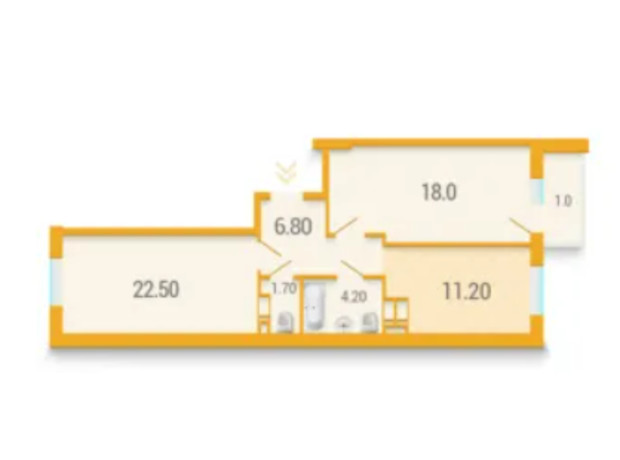 ЖК Караваевы Дачи: планировка 2-комнатной квартиры 67 м²