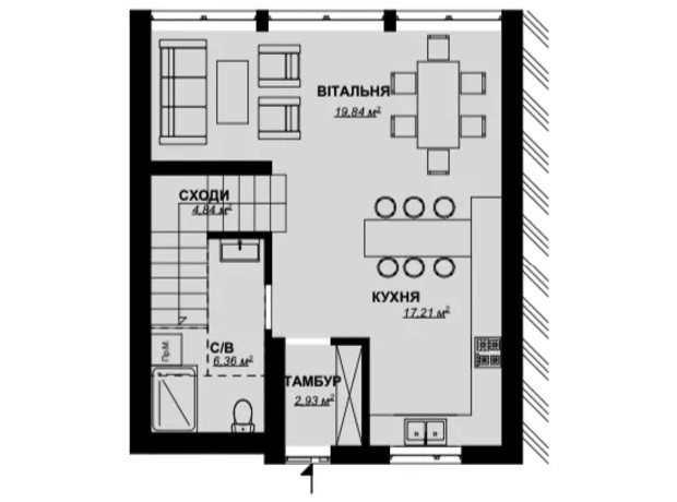 Таунхаус DreamVille: планировка 3-комнатной квартиры 122 м²