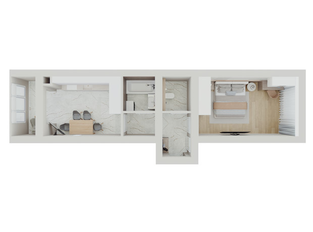 ЖК Нова Будова-2: планировка 1-комнатной квартиры 46.77 м²