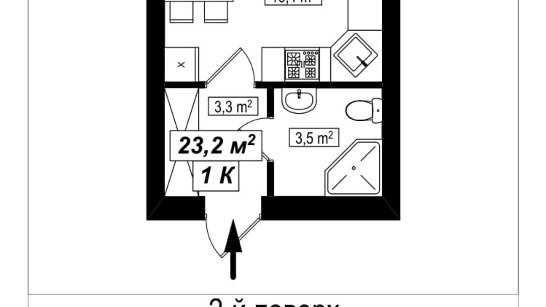 Планування 1-кімнатної квартири в ЖК Амстердам 26 м², фото 565280