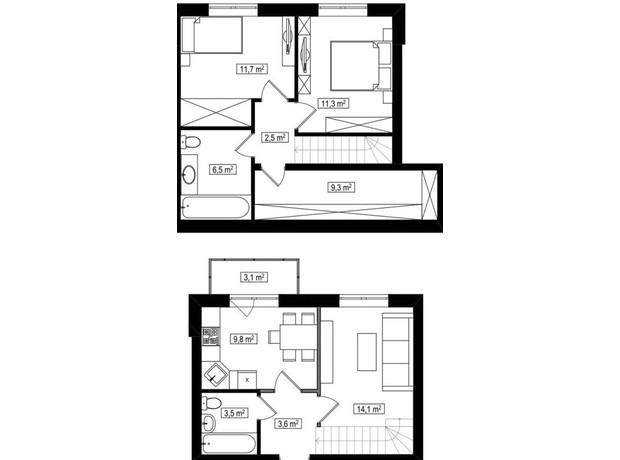 ЖК Амстердам: планування 3-кімнатної квартири 73.2 м²
