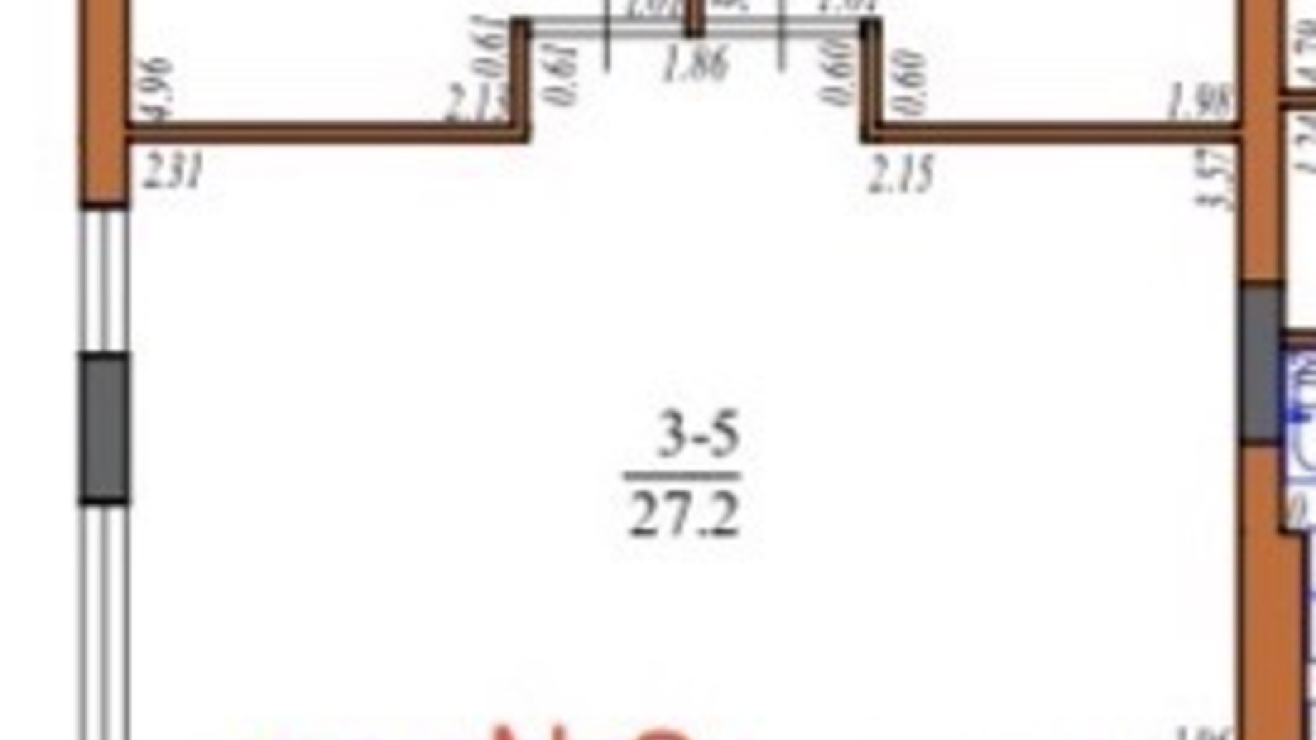Планування 3-кімнатної квартири в ЖК Інжир 77.1 м², фото 565349