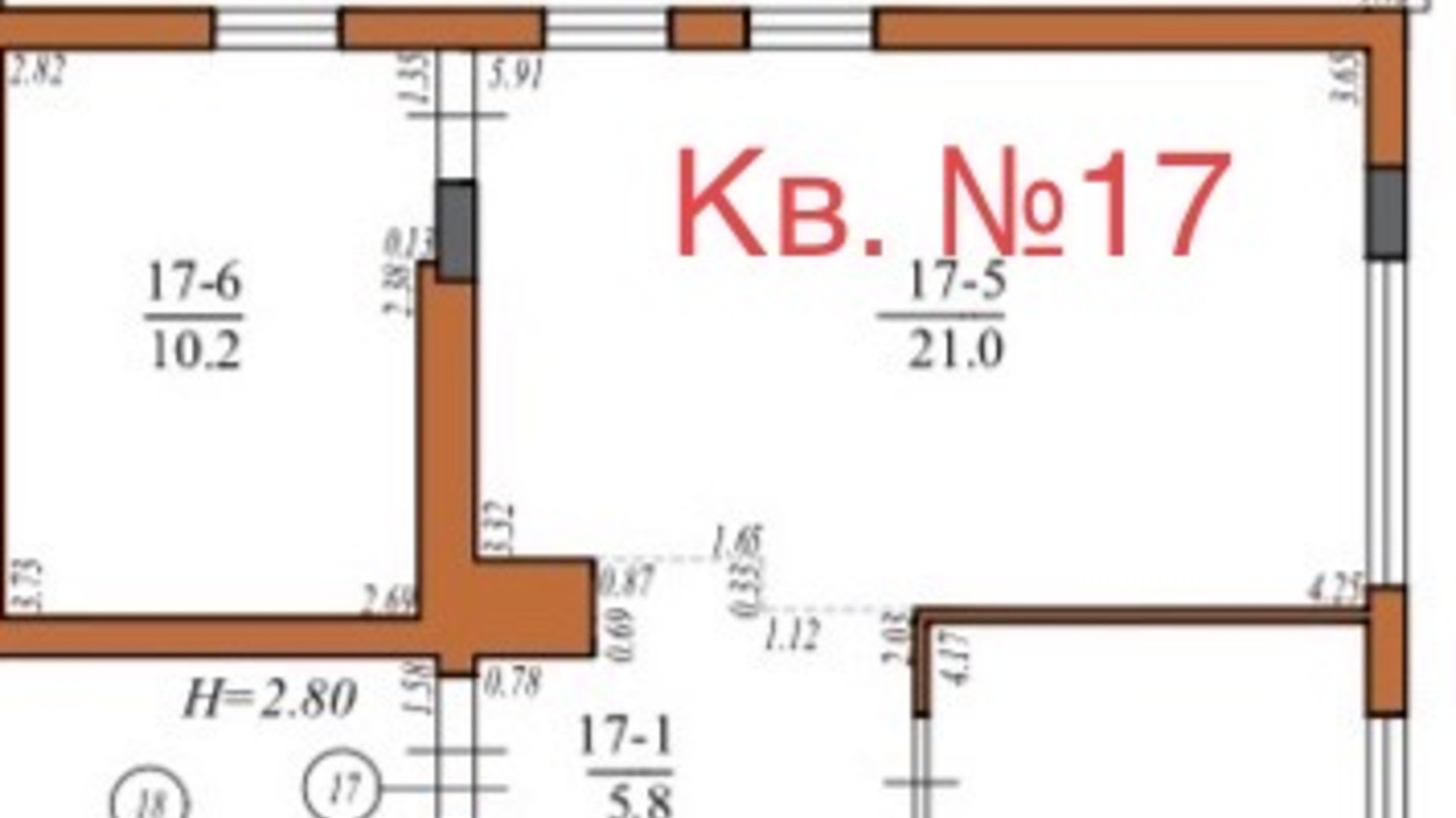 Планировка 1-комнатной квартиры в ЖК Инжир 63.7 м², фото 565366