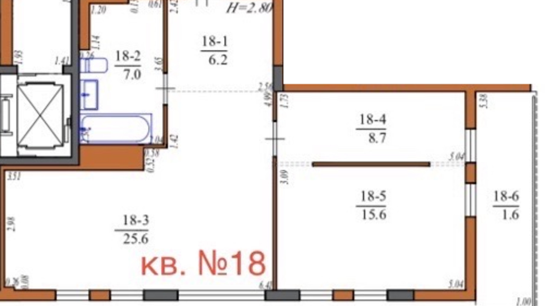 Планировка 2-комнатной квартиры в ЖК Инжир 64.7 м², фото 565367