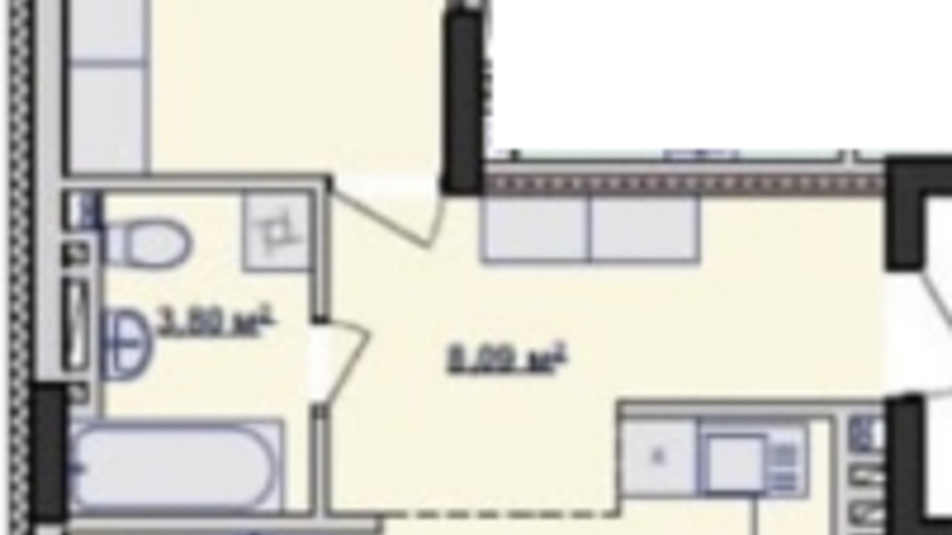 Планировка 2-комнатной квартиры в ЖК River Stone 56.48 м², фото 565492