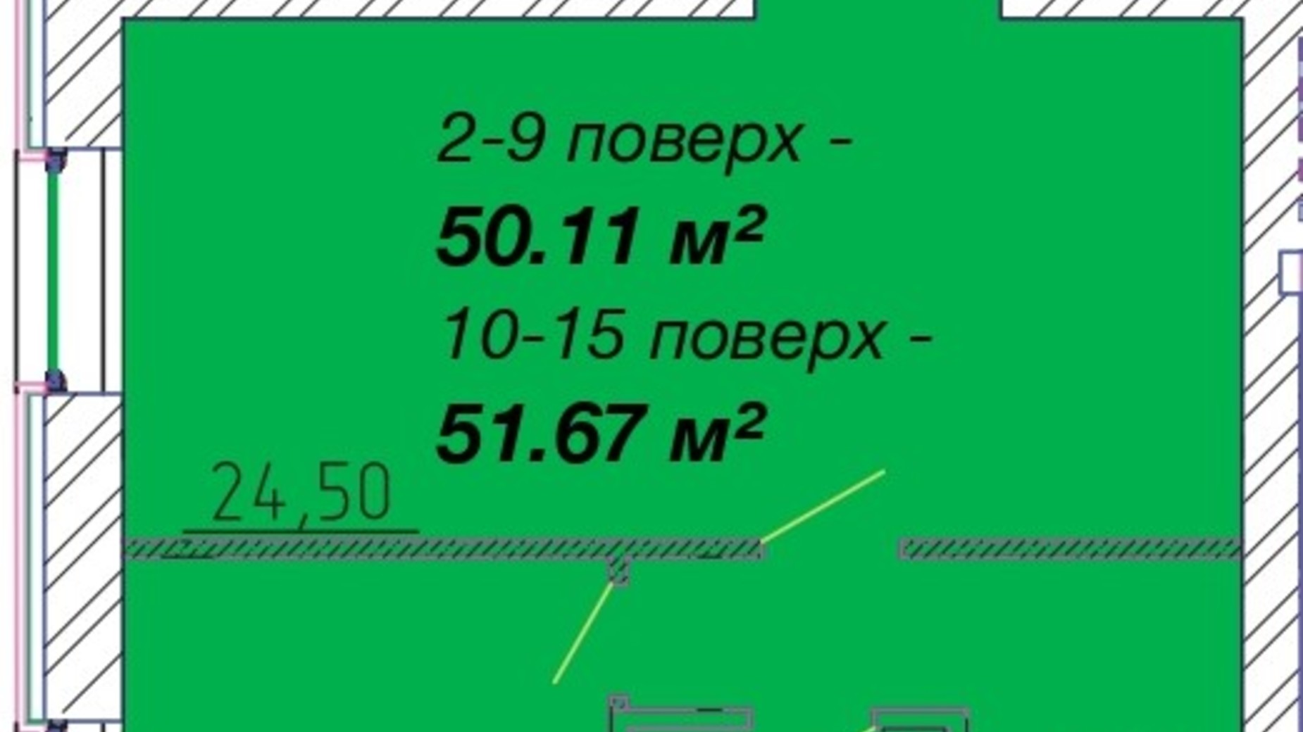 Планування 1-кімнатної квартири в ЖК Графський 50.11 м², фото 565784