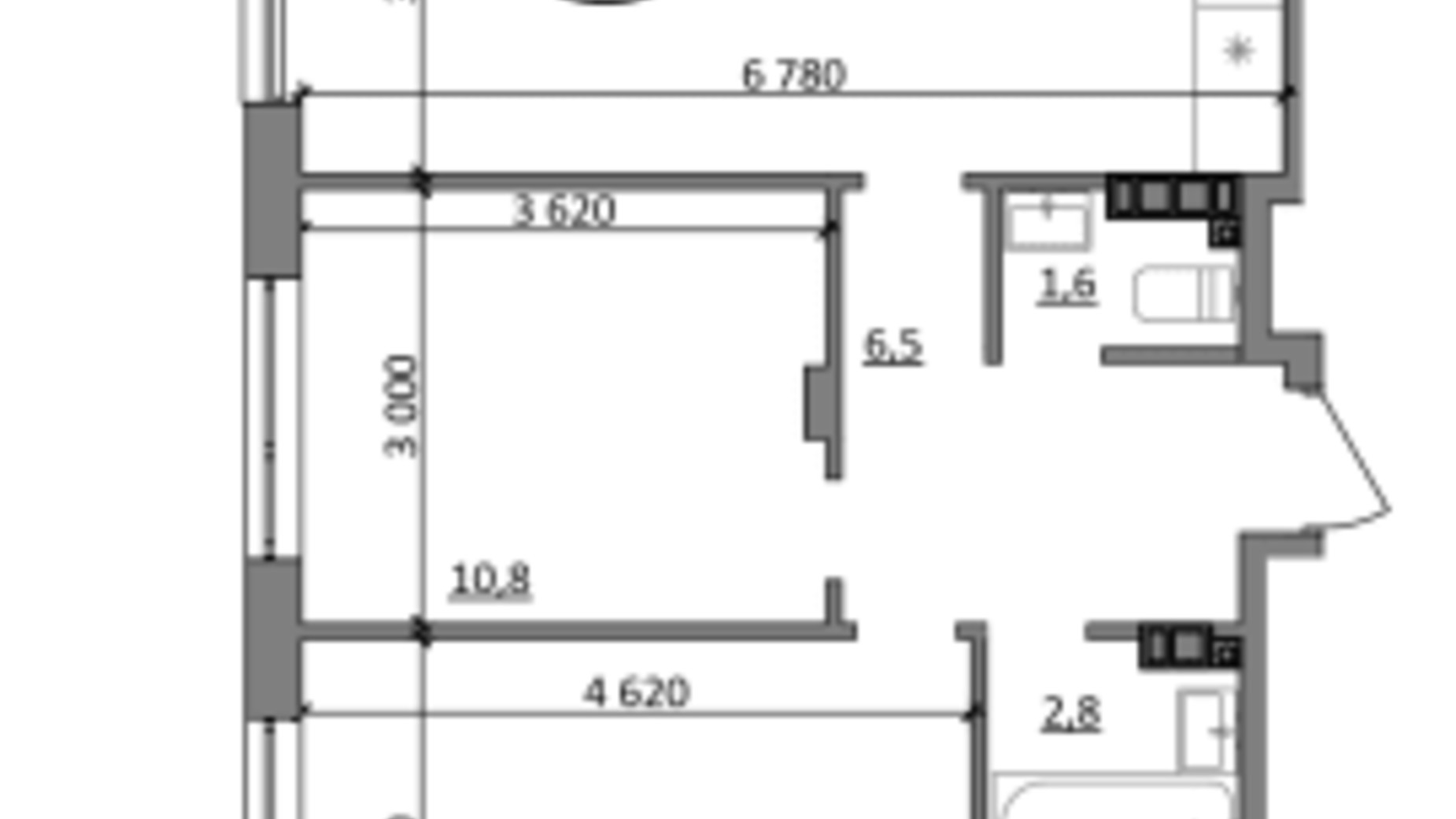 Планировка 2-комнатной квартиры в ЖК Гринвуд-4 71 м², фото 566579