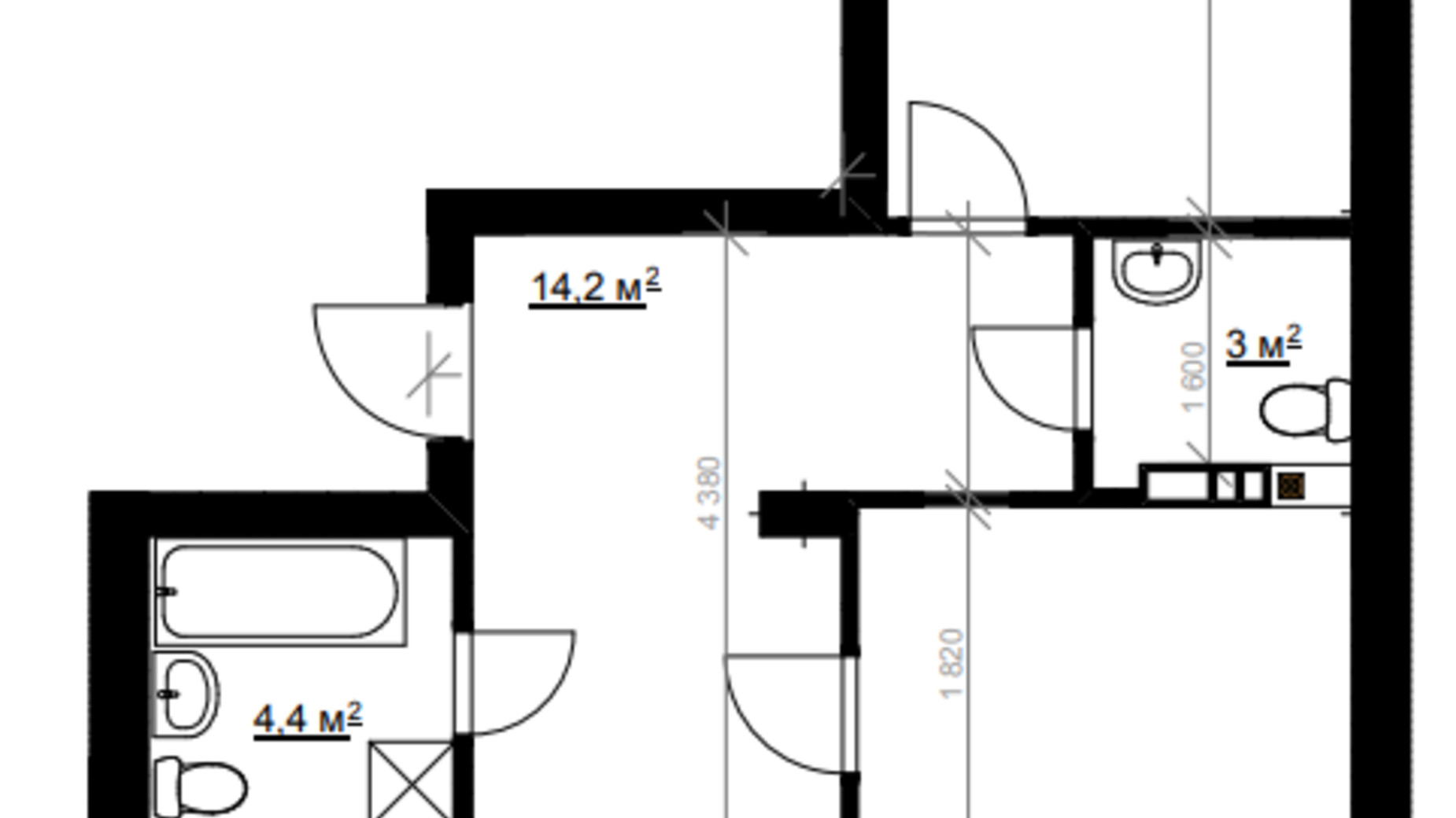 Планування 2-кімнатної квартири в ЖК Vlasna 83.9 м², фото 566617