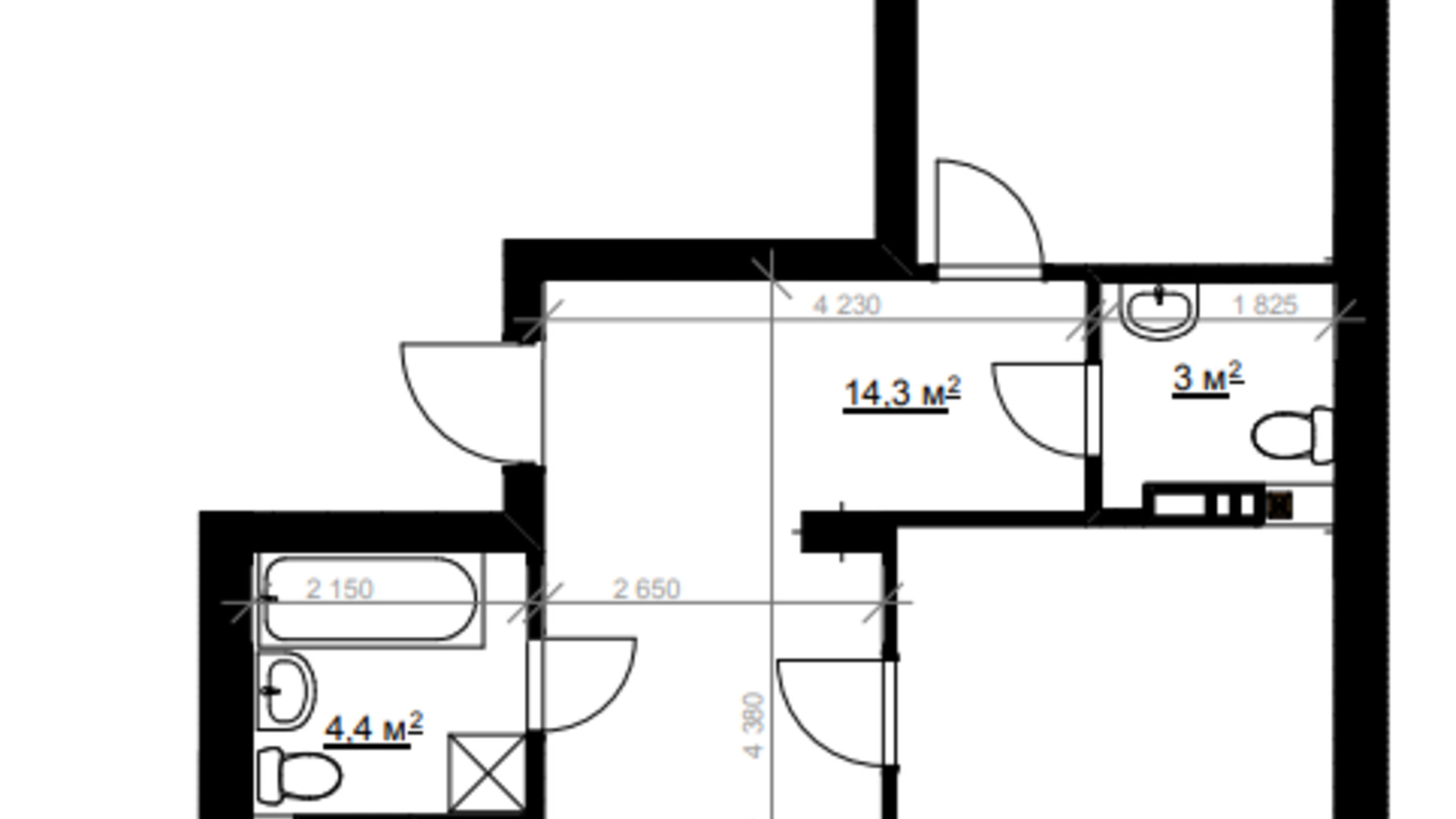 Планировка 2-комнатной квартиры в ЖК Vlasna 90.4 м², фото 566618