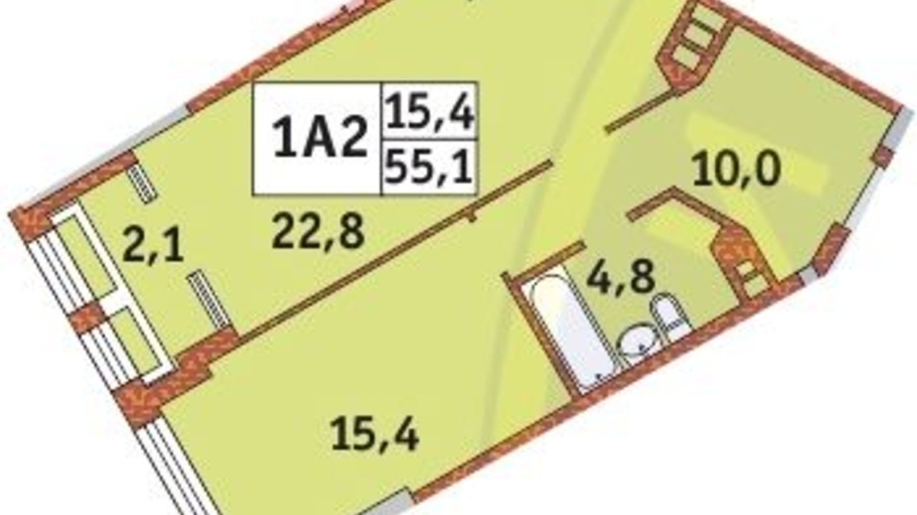 Планування 1-кімнатної квартири в ЖК Manhattan City 55.2 м², фото 566899