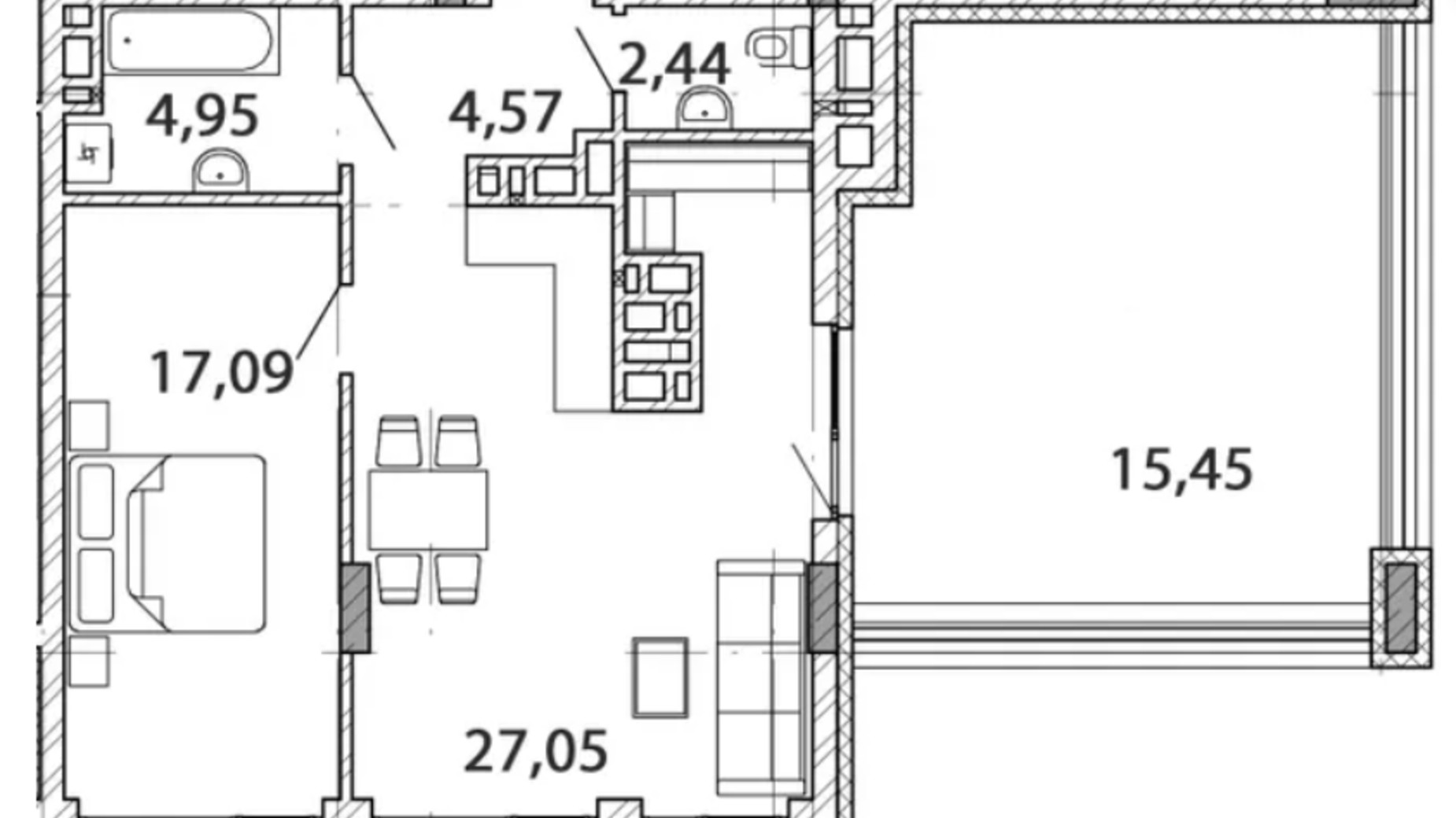 Планировка 1-комнатной квартиры в ЖК Novo Residence 70.55 м², фото 566910