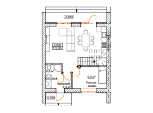 Таунхаус Scandi Village: планування 3-кімнатної квартири 102.7 м²