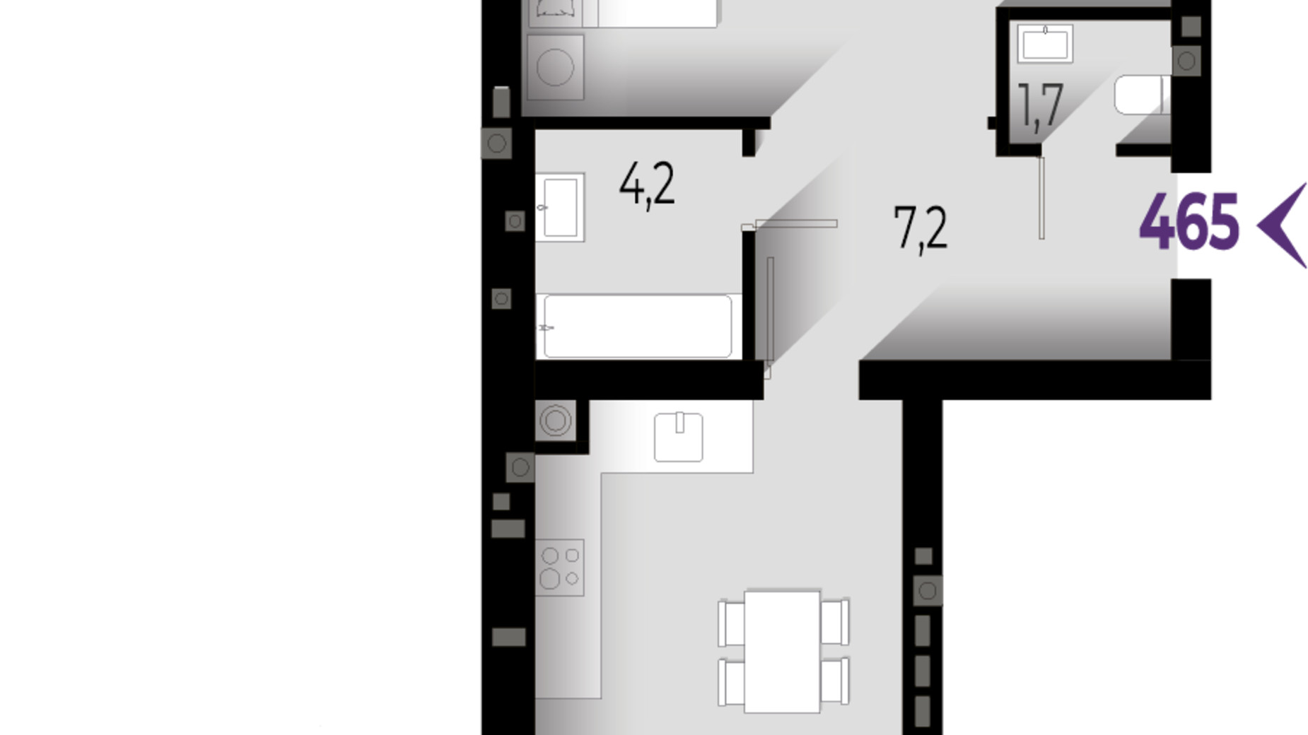 Планировка 2-комнатной квартиры в ЖК Wawel 59 м², фото 567293