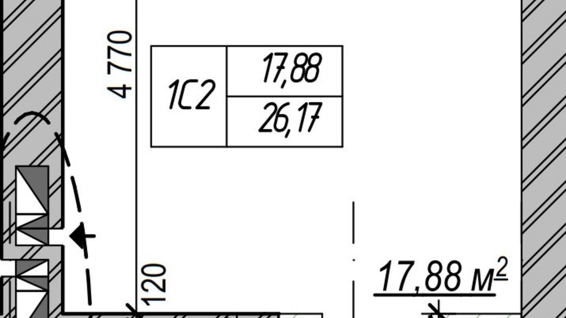 Планування квартири студії в ЖК Молодість 24.99 м², фото 567504