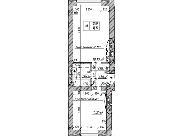 ЖК Молодость: планировка 1-комнатной квартиры 39 м²