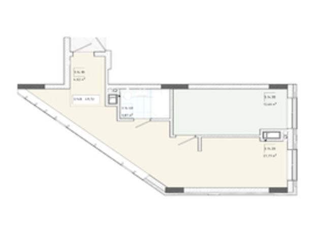 Апарт-комплекс APART HALL: планування 1-кімнатної квартири 49.72 м²