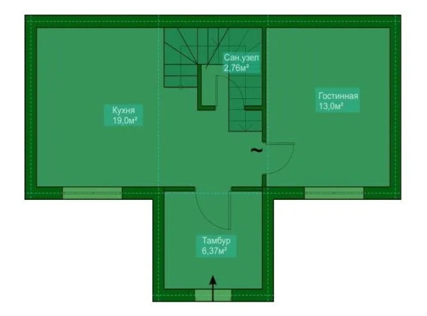 Таунхаус Академічний: планування 2-кімнатної квартири 99 м²