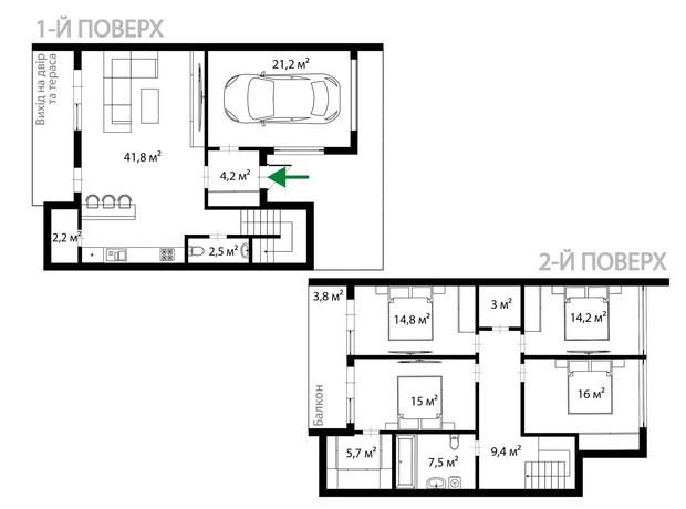 Таунхаус Sherwood: планування 4-кімнатної квартири 170 м²