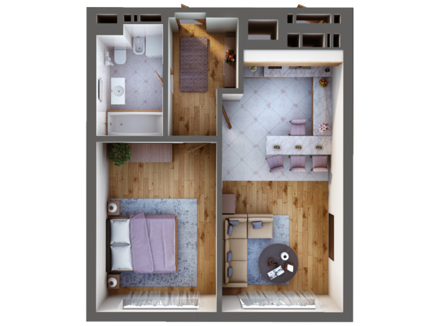 ЖК Greenville Park: планировка 1-комнатной квартиры 50.7 м²