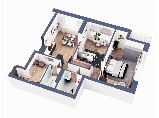 ЖК Greenville Park: планировка 2-комнатной квартиры 78 м²