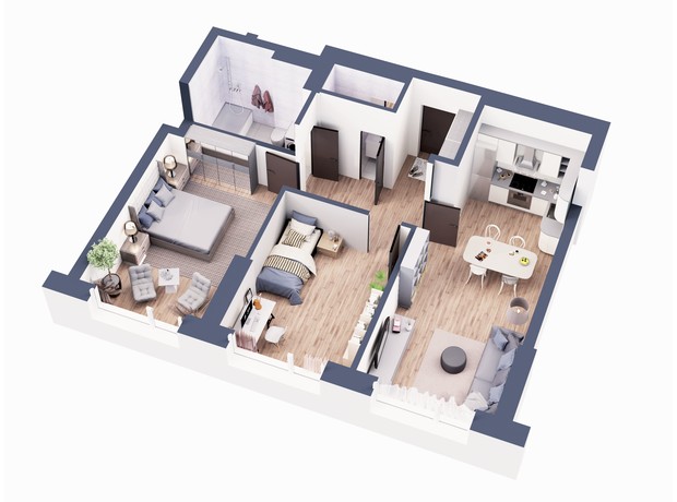 ЖК Greenville Park: планировка 2-комнатной квартиры 75.9 м² ЖК Greenville Park: планировка 2-комнатной квартиры 75.9 м²